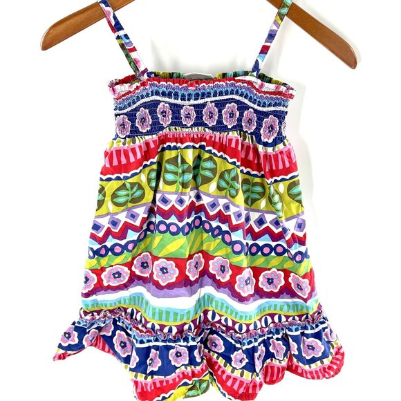 Hanna Andersson 110 Girls Multicolor Design Sleeveless Sundress Spaghetti Straps - Picture 1 of 6
